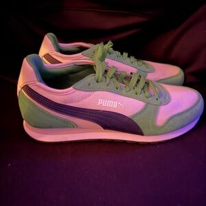 Puma Lace-Up Sneakers in Green and Purple